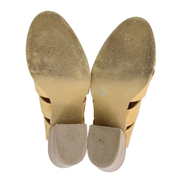 CCOCCI Faith Leather Mules Coccinelle Slip On Shoes Block Heels Tan Brown 9 - Picture 8 of 9